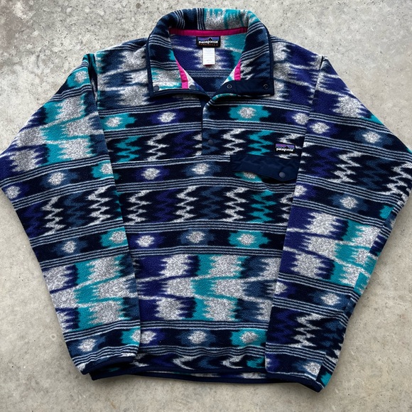 Patagonia Synchilla Snap T Fleece Pullover Jacket Men’s Small Nepali Dhoti - Picture 1 of 7